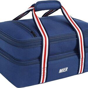 MIER Portable Thermal Insulated Cooler Bag Navy Blue
